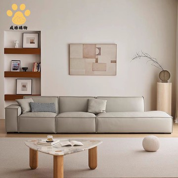 【高端軟包】意式極簡豆腐塊沙發 頭層 真皮客廳別墅直排沙發W9/20