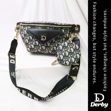 (台灣現貨)歐洲品牌Derby 經典LOGO 斜背包 側背包 肩背包 腰包 質感女包 防水 長夾可放 860828