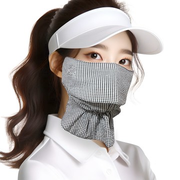 GowoonGolf L款泡泡紗棉質防紫外線高爾夫口罩  單一尺寸  1個  黑色