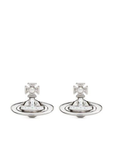 Vivienne Westwood - Orb-plaque pearl-embellished earrings - men - Brass - One Size - Silver