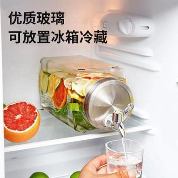 玻璃冷水壺帶龍頭家用大容量涼水壺果汁桶檸檬水容器放冰箱冷泡瓶