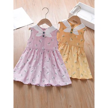 女童連衣裙夏裝2025新款夏季洋氣兒童背心裙女孩寶寶碎花公主裙子