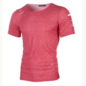 夏季新款男士休閒時尚短袖破洞T恤 5色