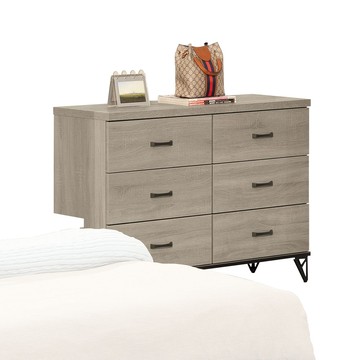 【Hampton 漢汀堡】瑪莉灰橡色六斗櫃