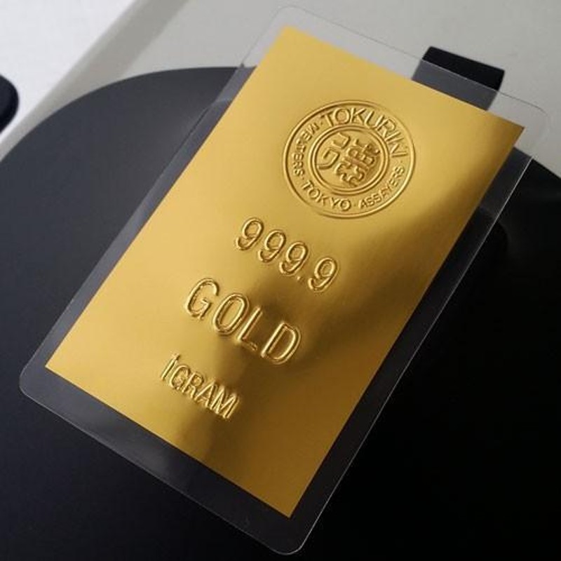 24金 純金カード 徳力ロゴ 1g 徳力本店発行 桐箱付き 純金護符 お守り 