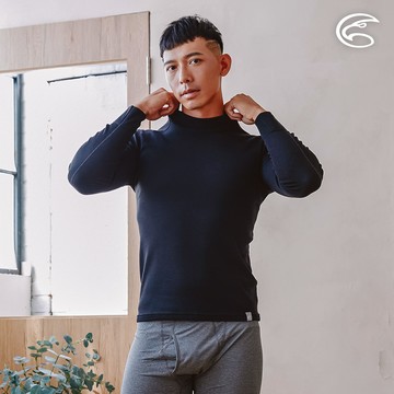 ADISI 男高領智能抑菌抗靜電保暖衣AU2321034 (S-2XL) 烏黑｜磨毛 吸濕快乾 銀離子 消臭 抗菌 彈性 內著衣
