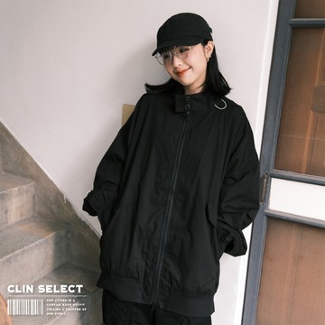 西林 CLIN｜選物｜哈靈頓立領外套_兩色 / T-0031 復古 寬鬆 雙拉鍊 秋冬 長袖 素面 工裝 穿搭 廓形