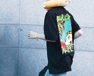 FINDSENSE H1夏季 新款 日本 個性嘻哈 卡通字母印花  時尚  寬鬆 潮牌 情侶 短袖 T恤 潮男女 上衣