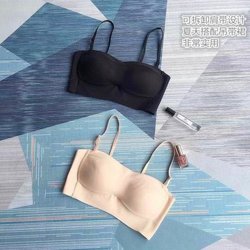 夏季抹胸細肩帶可調節 一體式無鋼圈無痕內衣 舒適性感 三種穿法