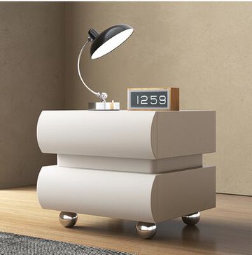 奶油風白色床頭櫃皮質網紅意式輕奢極簡臥室實木床邊收納櫃儲物櫃