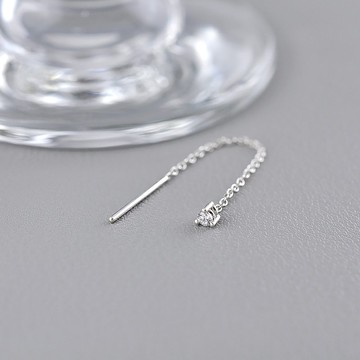 單鑽耳線(單只) 925純銀 CZ鑽石