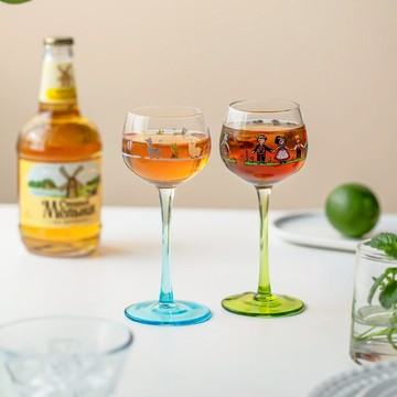 高腳杯水晶玻璃紅酒杯ins風創意插畫香檳雞尾酒杯子女可愛玻璃杯