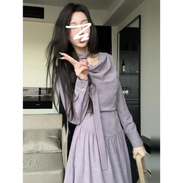 早秋小個子穿搭2025新款韓系氛圍感廳里廳氣超好看氣質連衣裙女