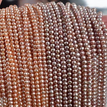 宏雲Hongyun-DB--4-5mm天然淡水珍珠半成品項鍊串珠強光無核紫色雞蛋形珍珠diy散珠