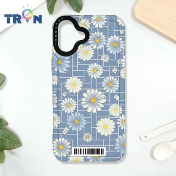 TRON iPhone 16 PLUS 方格小雛菊系列 防摔太空載具殼 透白 軟硬 手機殼