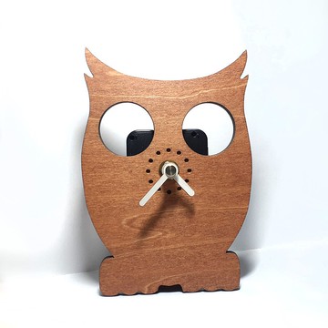 手工木作萌寵桌鐘 貓頭小鷹
