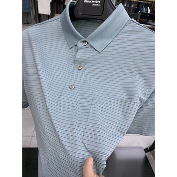 錦氨無痕商務體恤中年男士夏季短袖Polo衫爸爸裝口袋透氣t恤上衣