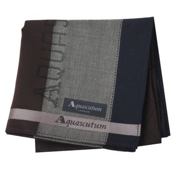 Aquascutum 經典品牌大字母LOGO菱格紋帕領巾(咖啡/灰/深藍系)