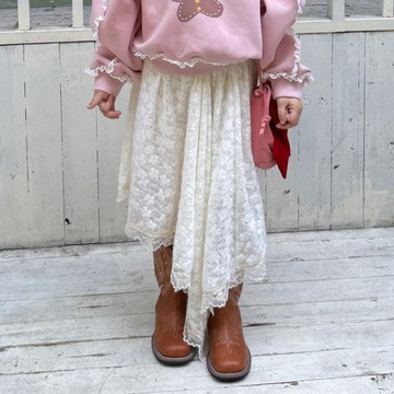 90-130 夢幻蕾絲不規則裙