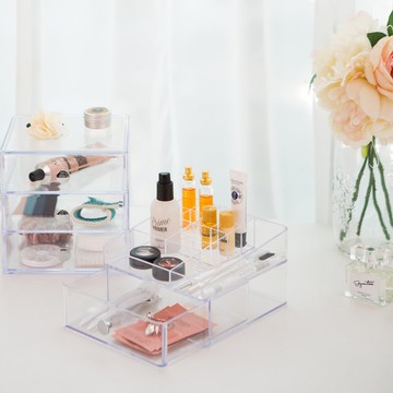 【福利品5折】韓國 鍵盤式桌上多功能收納盒(白)(透明)