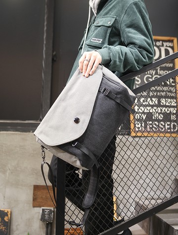 FINDSENSE X 男士單肩包男斜挎包個性挎包撞色帆布包全新