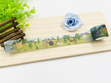 日本霧面和紙紙膠帶-小鹿開開之小島森林 Paper Tape