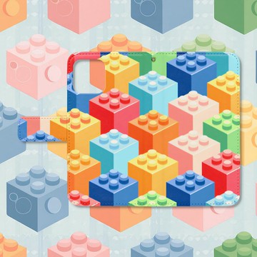 多彩方塊遊樂園筆記本型智慧型手機保護殼 [2] 相容於所有 iPhone 和 Android 型號，高品質類型