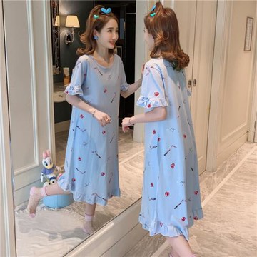 睡裙女純棉夏季薄款寬松孕婦坐月子睡衣可外穿2025年新款家居服秋
