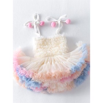 女童連衣裙夏2025升級加蓬兒童生日周歲禮物tutu裙寶寶連體蛋糕裙