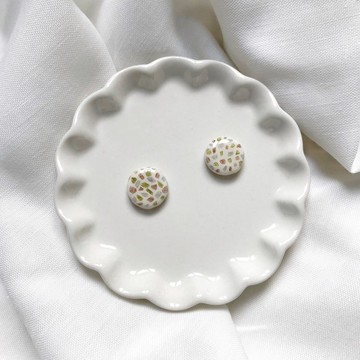 懷舊磨石子系列 / 貼耳款 - 手作/手繪耳環