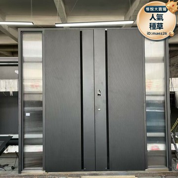 新品上市!!熱門爆品！！【銷售冠軍】高端別墅鑄鋁對開玻璃拼接大門隱藏式拉手感應燈帶