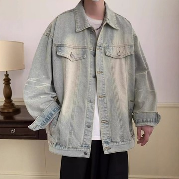 牛仔外套男生春秋季高級感痞帥炸街國潮牌褂子設計感小眾潮流夾克鑫弘-錦衣華服