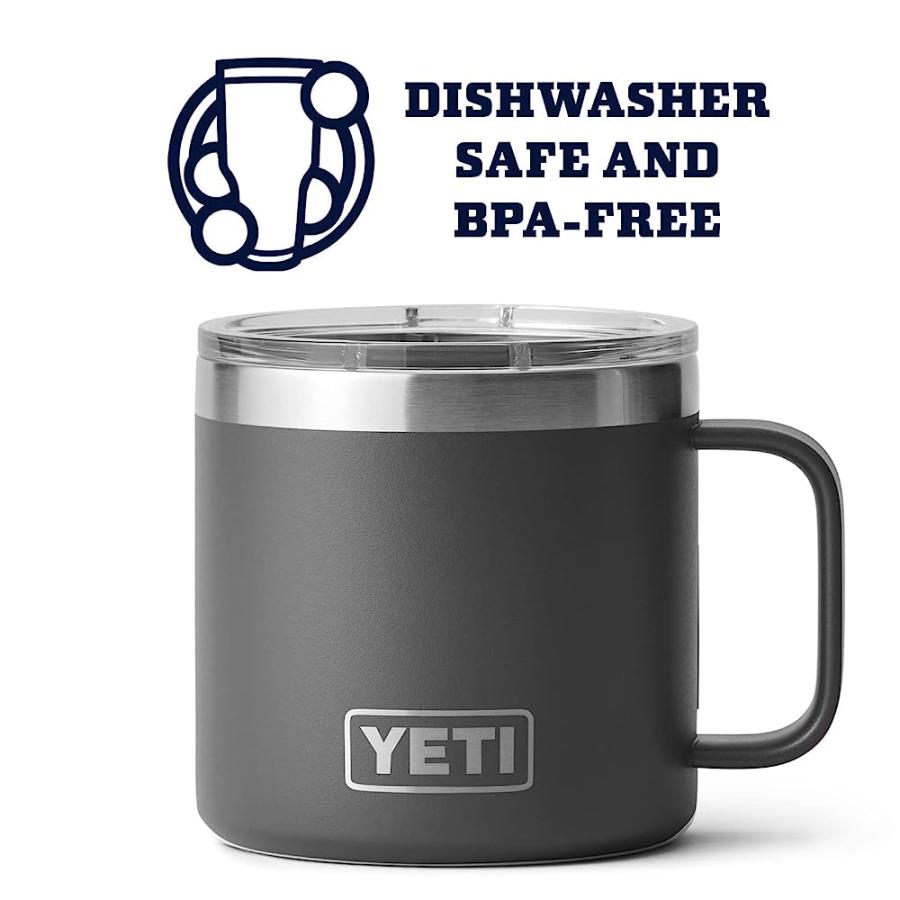 YETI RAMBLER 14 OZ MUG, VACUUM INSULATED, STAINLESS STEEL WITH MAGSLIDER LID, CHARCOAL