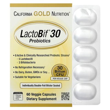 California Gold Nutrition, LactoBif® 30 益生菌，300 億 CFU，60 粒素食膠囊