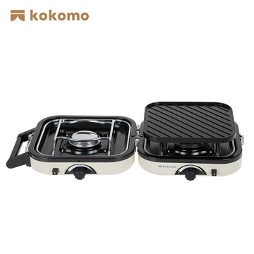 其他 日本kokomo 貝殼爐・便攜折疊雙口瓦斯爐-白色 (KO-L2022)