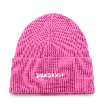 Palm Angels - Pink And White Wool Blend Beanie
