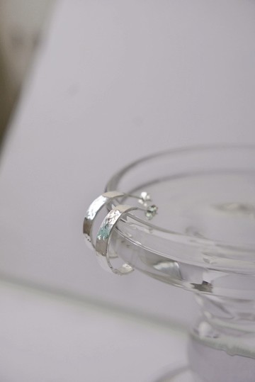 水波紋開口耳圈 SV925 簡約日常 防過敏 男耳環