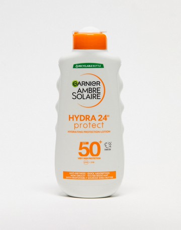 Garnier Ambre Solaire SPF 50+ Hydra 24 Hour Protect Hydrating Sun Cream Lotion 200ml-No colour