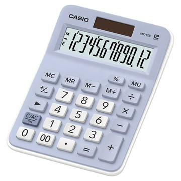 CASIO 【2021十二月新色上市】 12位數雙電力設計標準型計算機粉嫩新色-粉嫩藍紫(MX-12B-LB)
