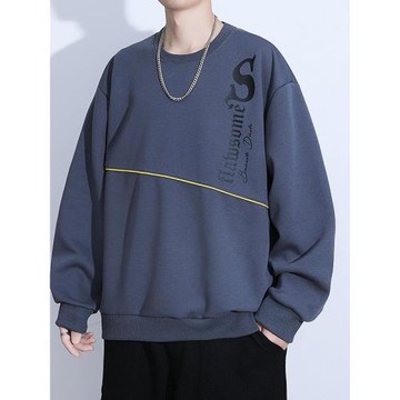 大碼男裝秋季加肥加大胖子寬松休閑長袖T恤圓領套頭衛衣打底衫5XL