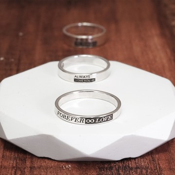 ART64 純銀 反白設計 經典刻字銀戒【3mm窄版】 925純銀戒指 刻字訂製 男戒 女戒