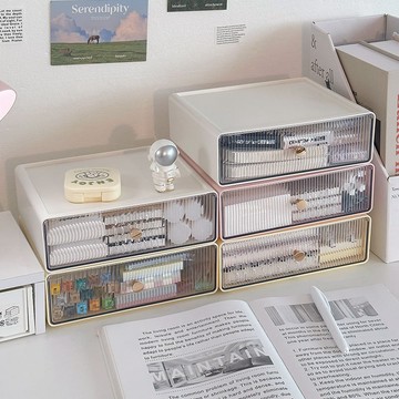 ✨壹灣出貨✨ins桌麵抽屜式收納盒學生文具化妝品辦公室宿捨書桌整理盒置物架 居家生活 日用品