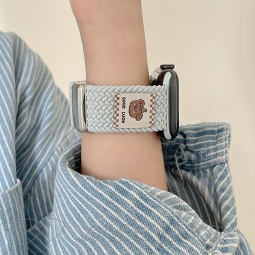 禮帽小熊 磁吸扣編織錶帶 apple watch s10 錶帶 iwatch10 蘋果錶帶 9 8 7 6 蘋果手錶錶帶