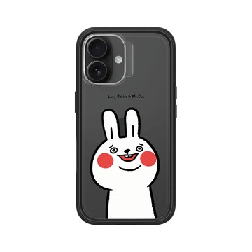 iPhone 16 Mod NX 黑 - 懶散兔與啾先生 Lazy Rabbit and Mr.Chu - 傻笑