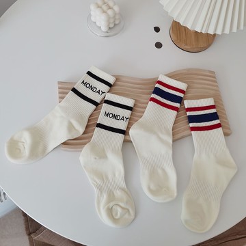 女襪 黑白條紋襪子 運動街頭襪 ins潮原宿 秋冬中幫棉襪 網紅襪子