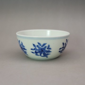 明成化青花花卉紋缸杯 小茶杯 主人杯古玩古董陶瓷器仿古老貨收藏