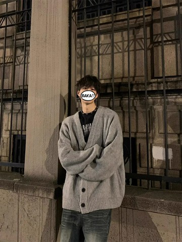 cleanfit針織開衫外套男慵懶風高級感秋冬季ootd穿搭韓系V領毛衣【步行者戶外生活館】