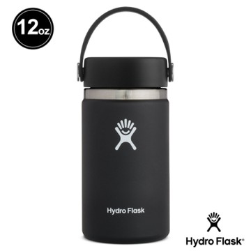 Hydro Flask 官方旗艦 12oz/354ml 寬口提環保溫瓶 時尚黑