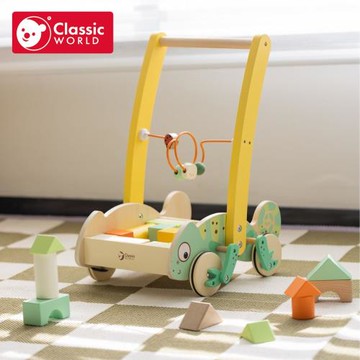 【德國 classic world 客來喜經典木玩】變色龍寶寶探險車《10536》