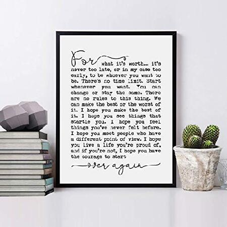F. Scott Fitzgerald Quotes, For What It's Worth, Inspirational Print, Make The Best of It, Inspirational Gift, Typography Quote Print, 8x10 in並行輸入